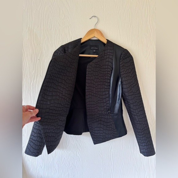 Judith and Charles Black Snake Print Jacquard Leather Blazer Jacket Asymmetrical - Picture 6 of 10